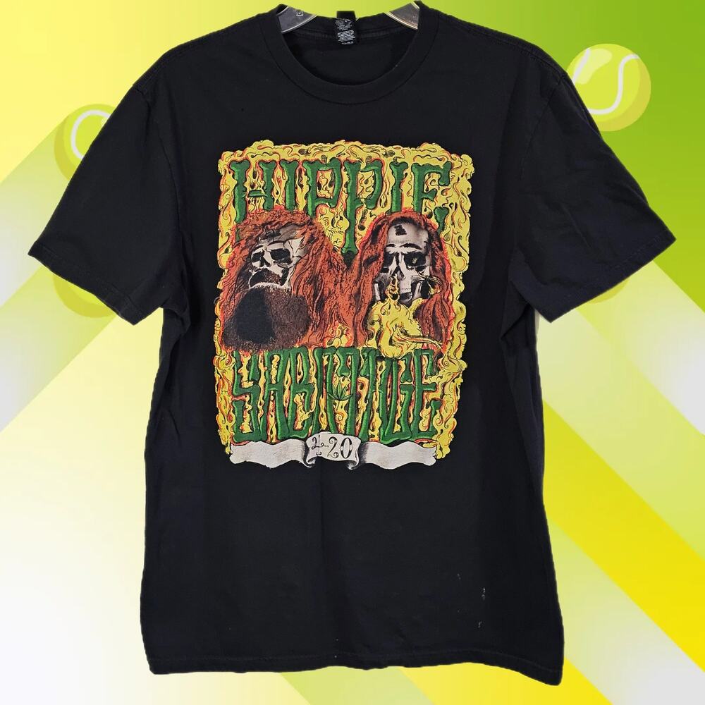 District Mens T Shirt Sz L Streetwear Hippie Festival Indie Sleaze Graphic Black